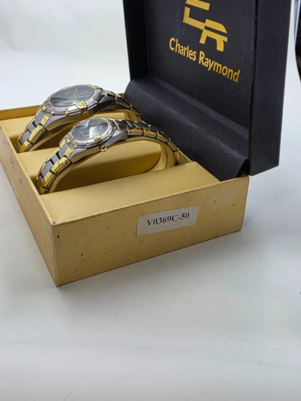 Vintage Charles Raymond His & Hers Two-Tone Quartz Watch Set (Models V0369G & V0